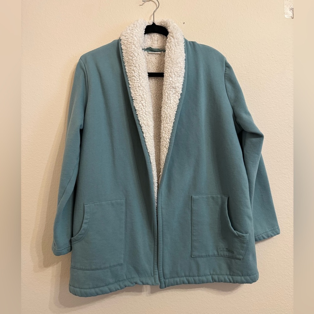 L.L.Bean Sherpa Lined Cardigan Jacket Coat M